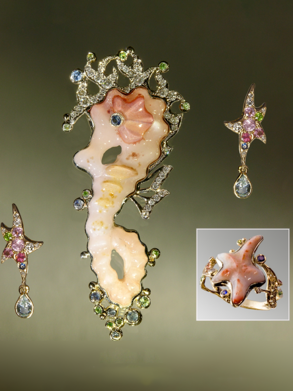 Эксклюзивные украшения, авторские украшения Set “The Seahorse” (2004) ,художник-ювелир Exclusive jewelry, designer jewelry, artist-jeweler